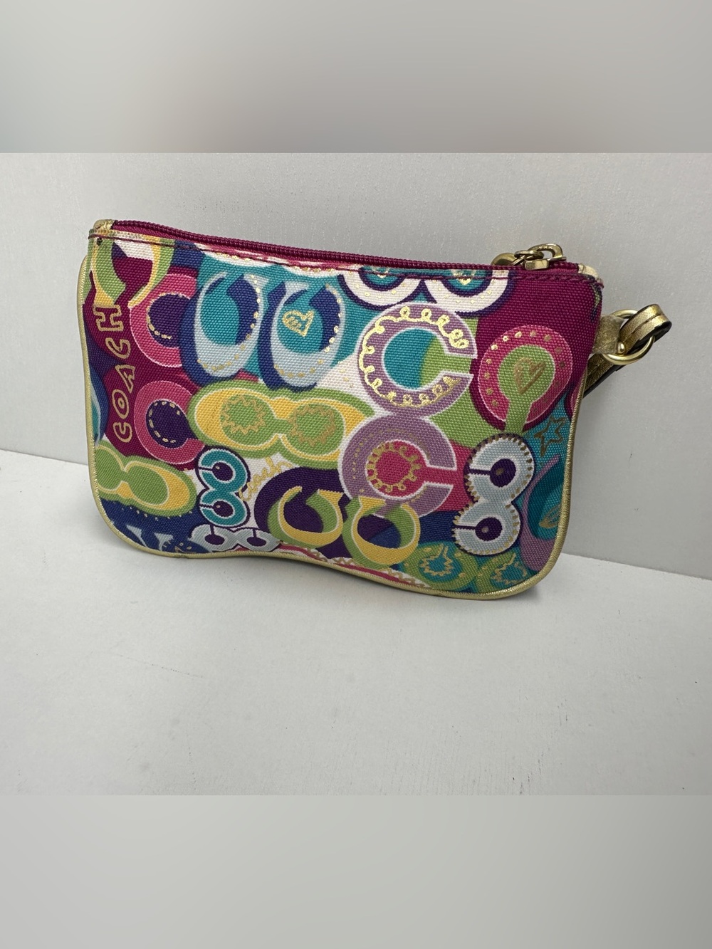 Coach Poppy Pop C Graffiti Multicolor Canvas Wristlet